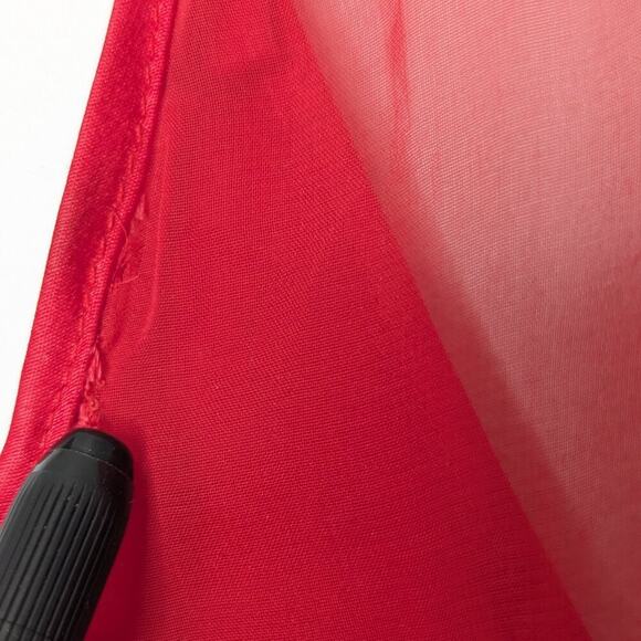 Vintage 90's Red Embroidered Heart Pattern Semi Sheer Slip Dress Nightie Bow M - Picture 4 of 10